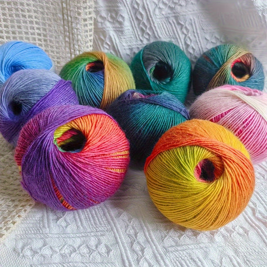 3pcs 100% Rainbow Yarn - Hand-Spun, Bright Mixed Colors (Blue, Green, Yellow, Orange, Purple) for Knitting Scarves, Shawls and Sweaters - 50g\u002F 180m (196yd) Each, Chunky Yarn