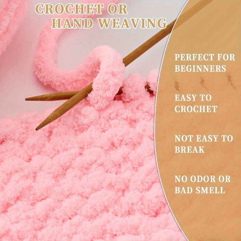 Chunky Chenille Yarn for Crocheting Arm Knitting Super Soft Jumbo Knit Blanket Yarn Pink 2 Pack 32 yds 8.5 oz Each Pack