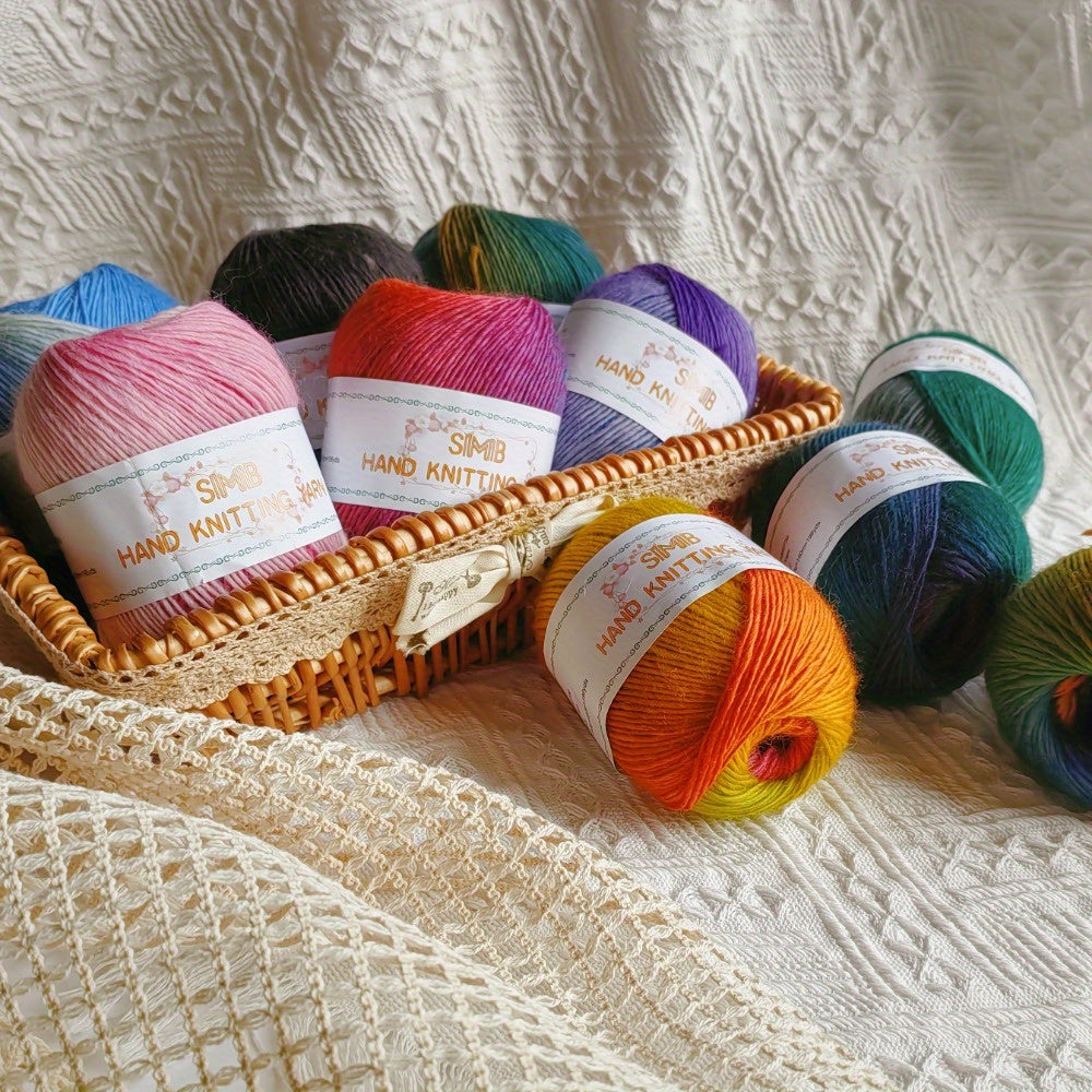 3pcs 100% Rainbow Yarn - Hand-Spun, Bright Mixed Colors (Blue, Green, Yellow, Orange, Purple) for Knitting Scarves, Shawls and Sweaters - 50g\u002F 180m (196yd) Each, Chunky Yarn