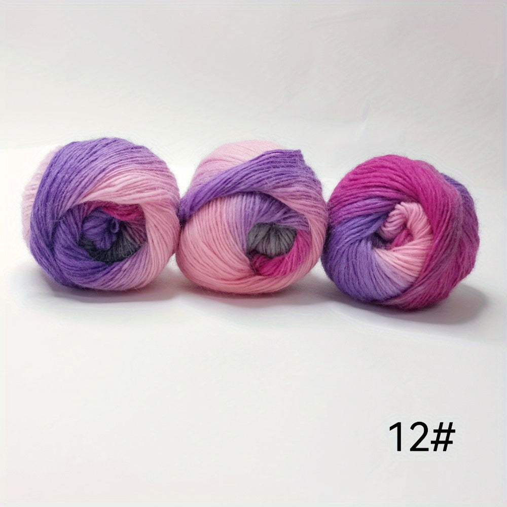 3pcs 100% Rainbow Yarn - Hand-Spun, Bright Mixed Colors (Blue, Green, Yellow, Orange, Purple) for Knitting Scarves, Shawls and Sweaters - 50g\u002F 180m (196yd) Each, Chunky Yarn