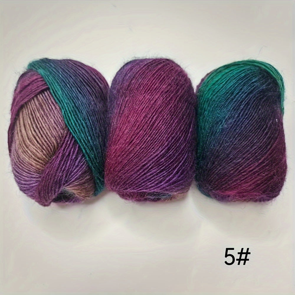 3pcs 100% Rainbow Yarn - Hand-Spun, Bright Mixed Colors (Blue, Green, Yellow, Orange, Purple) for Knitting Scarves, Shawls and Sweaters - 50g\u002F 180m (196yd) Each, Chunky Yarn
