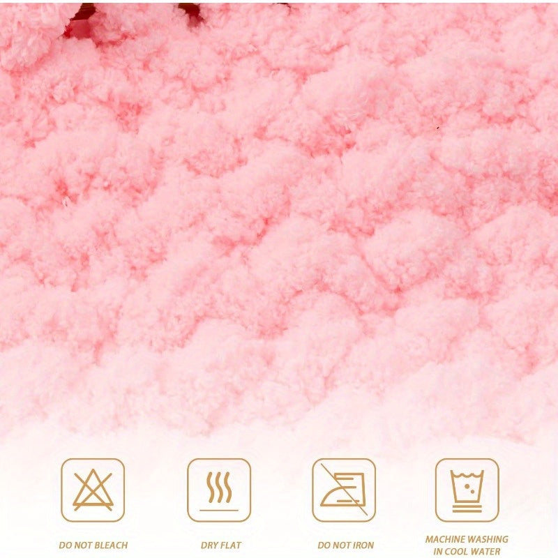 Chunky Chenille Yarn for Crocheting Arm Knitting Super Soft Jumbo Knit Blanket Yarn Pink 2 Pack 32 yds 8.5 oz Each Pack
