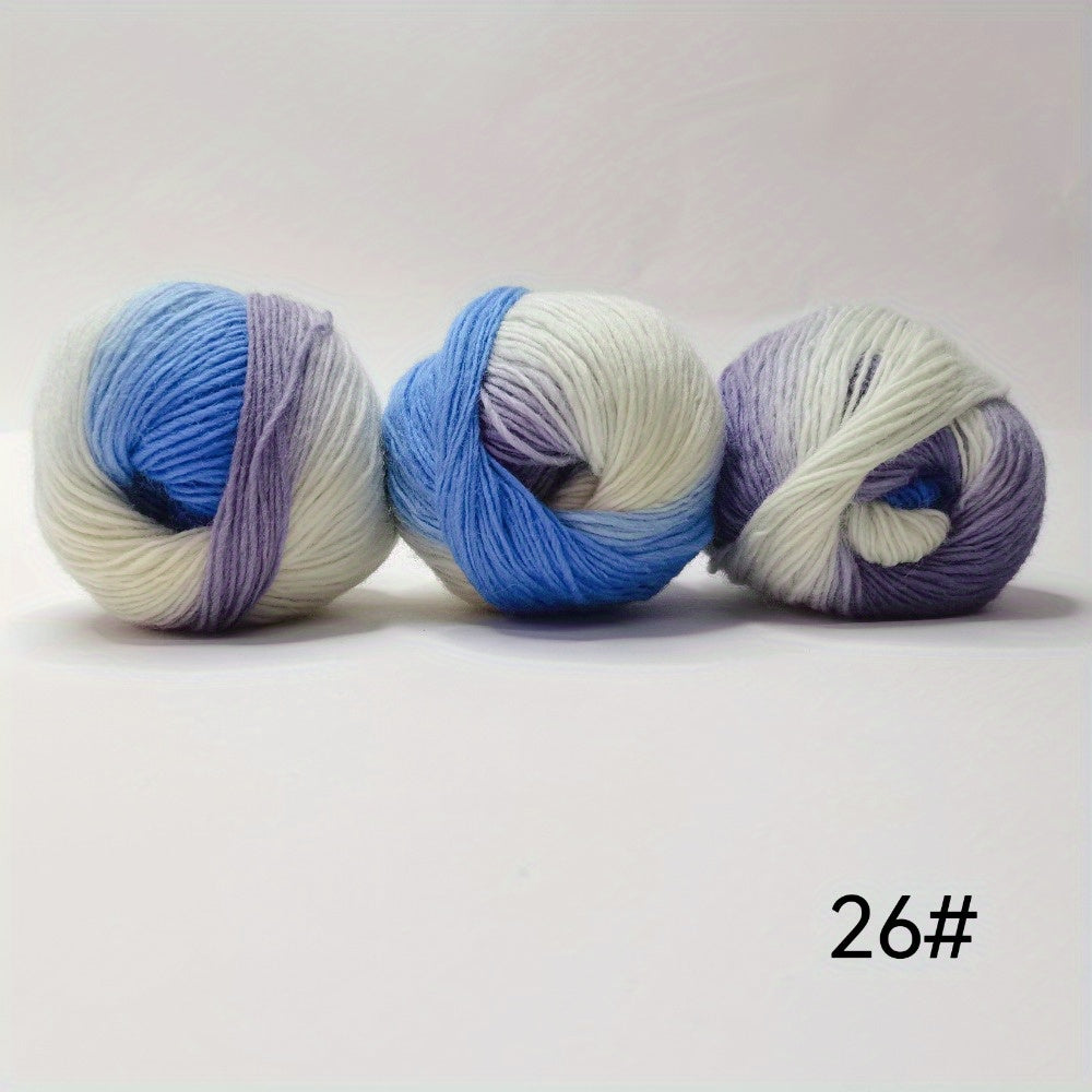 3pcs 100% Rainbow Yarn - Hand-Spun, Bright Mixed Colors (Blue, Green, Yellow, Orange, Purple) for Knitting Scarves, Shawls and Sweaters - 50g\u002F 180m (196yd) Each, Chunky Yarn